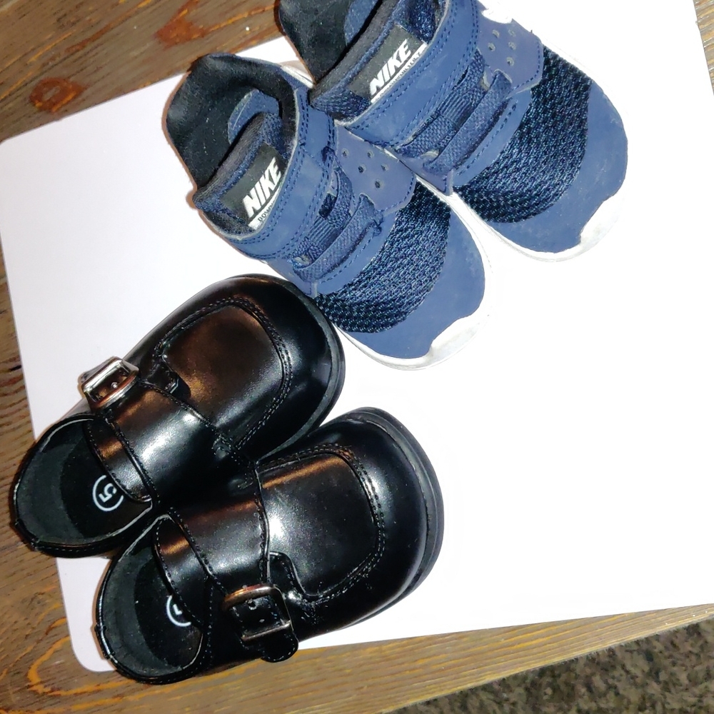 Kids shoes, separate or bundle. 1 dress pair black size 5. I sneaker size 4 blue
